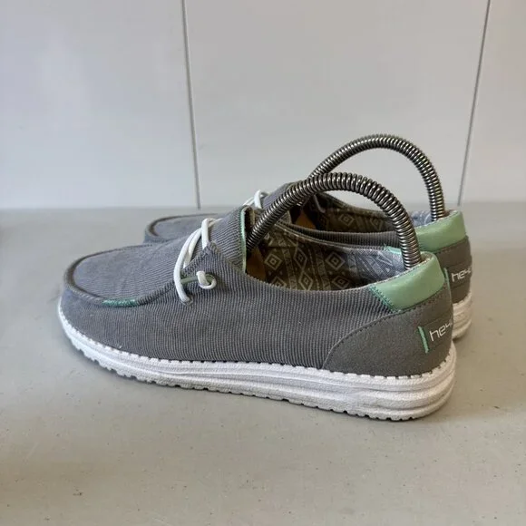 Hey Dude Wendy Corduroy Womens Size 8 Glacier Gray Teal Athletic Slip On Shoes - Picture 3 of 7